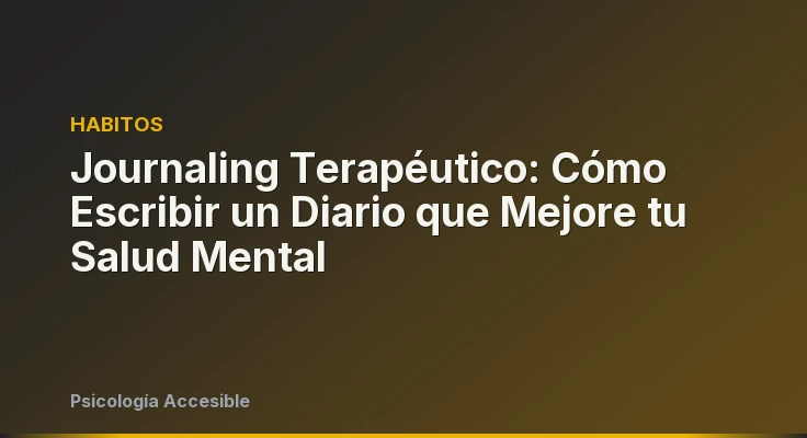 Journaling Terapéutico: Cómo Escribir un Diario que Mejore tu Salud Mental